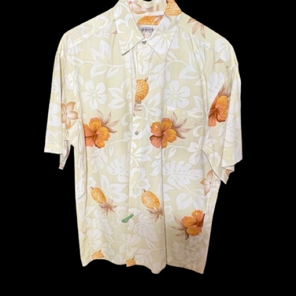 3/$20 Campia Floral Cream and Orange Shirt